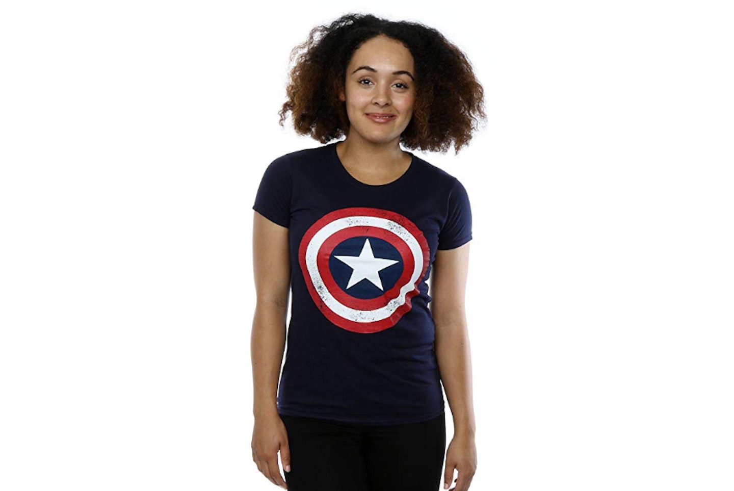 Captain America Distressed Logo Women's T-Shirt, £10.99